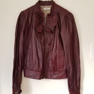 BURGUNDY Mike & Chris Lambskin Leather Jacket